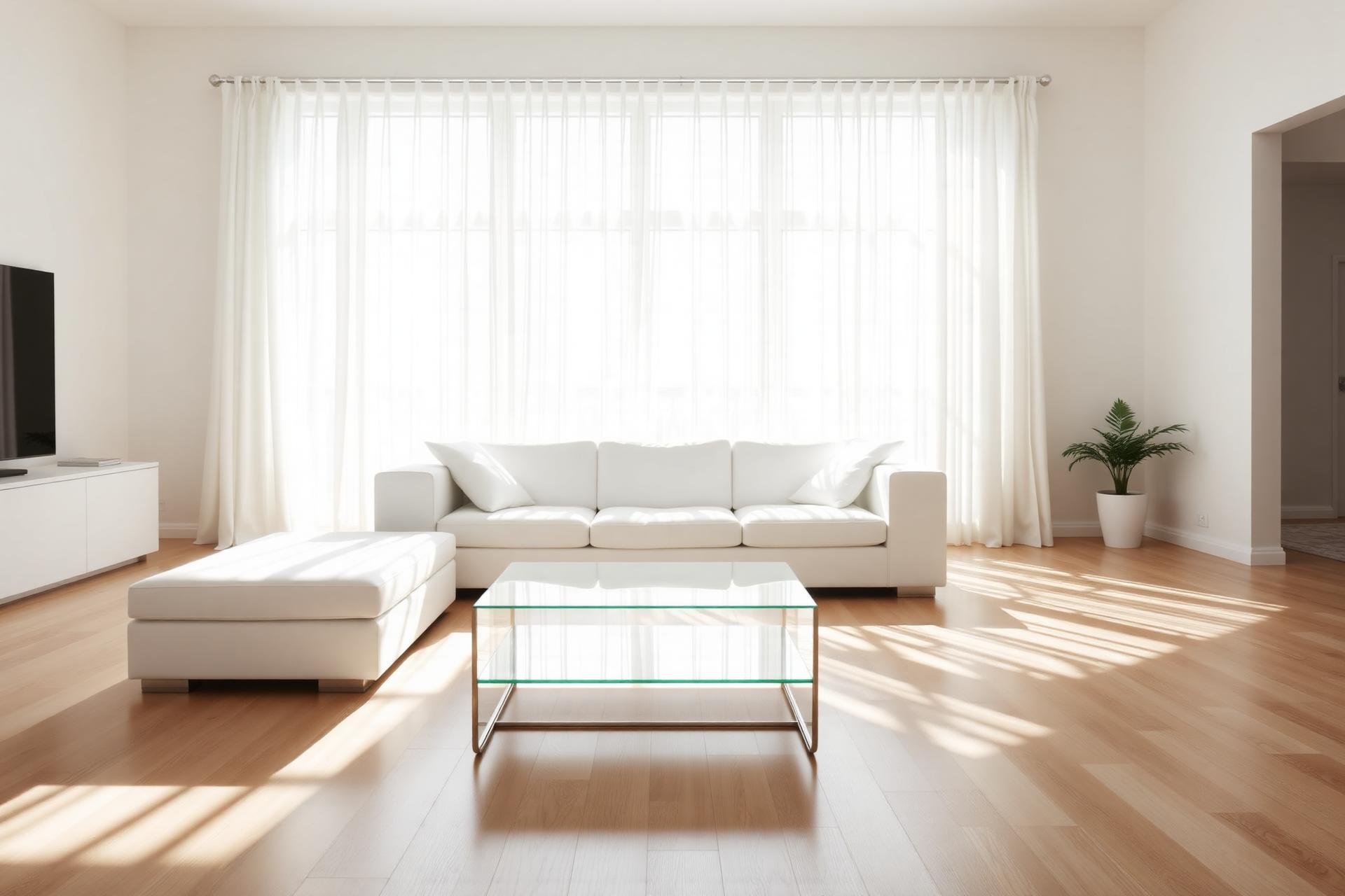 A bright, spotless Margate living room with sunlight streaming across a polished wooden floor